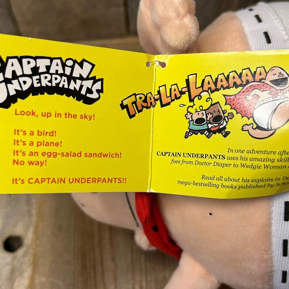 MerryMakers Captain Underpants Plush Doll Dav Pilkey Scholastic Red Cape NWT